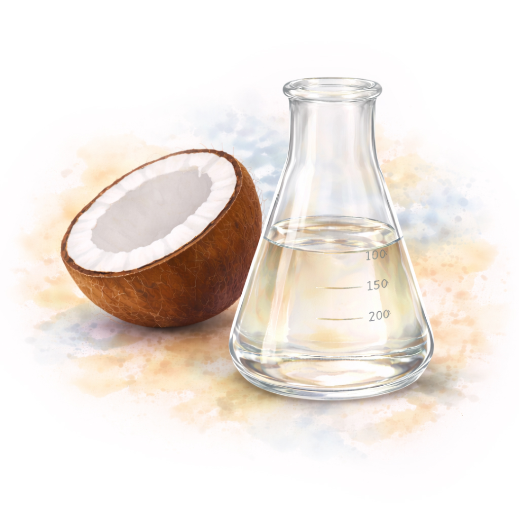 aemas aura oud vanilla perfum oil coconut ingradient in water paint background